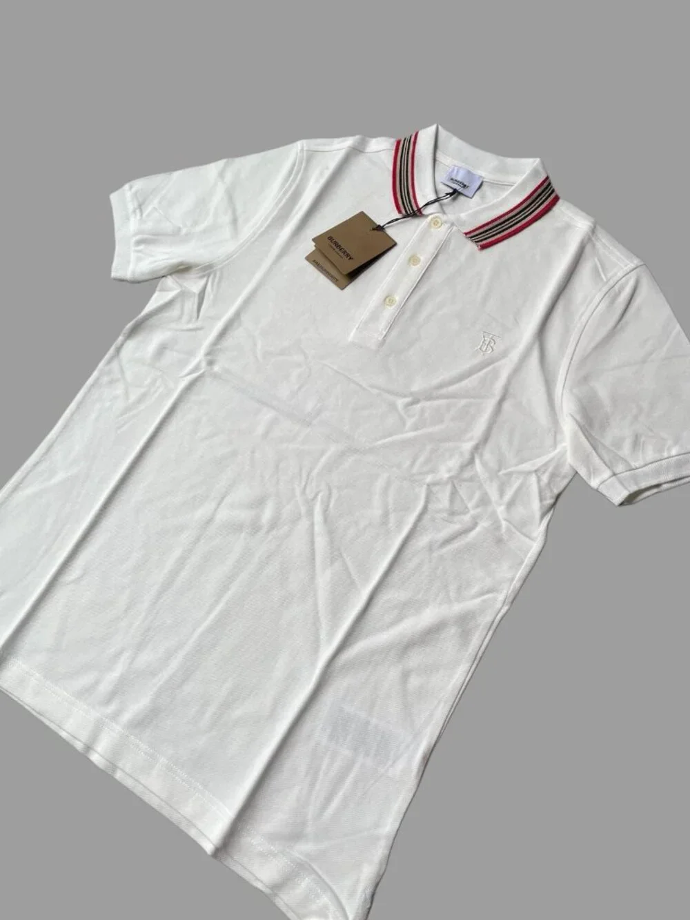 Burberry Men's White Cotton Polo Shirt XXL